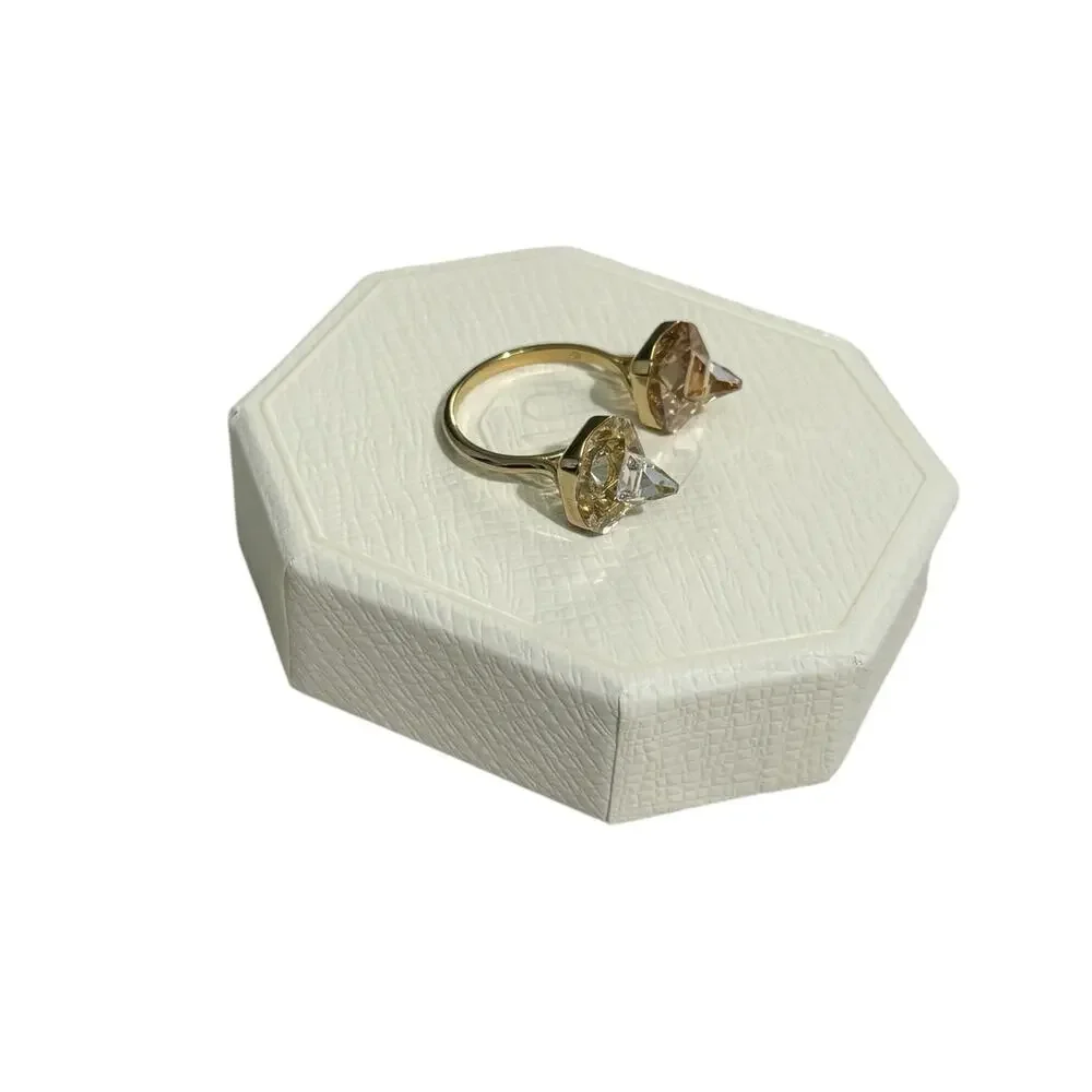 Swarovski Ortyx open ring Pyramid cut, Yellow, Gold-tone plated Size 55/7 new